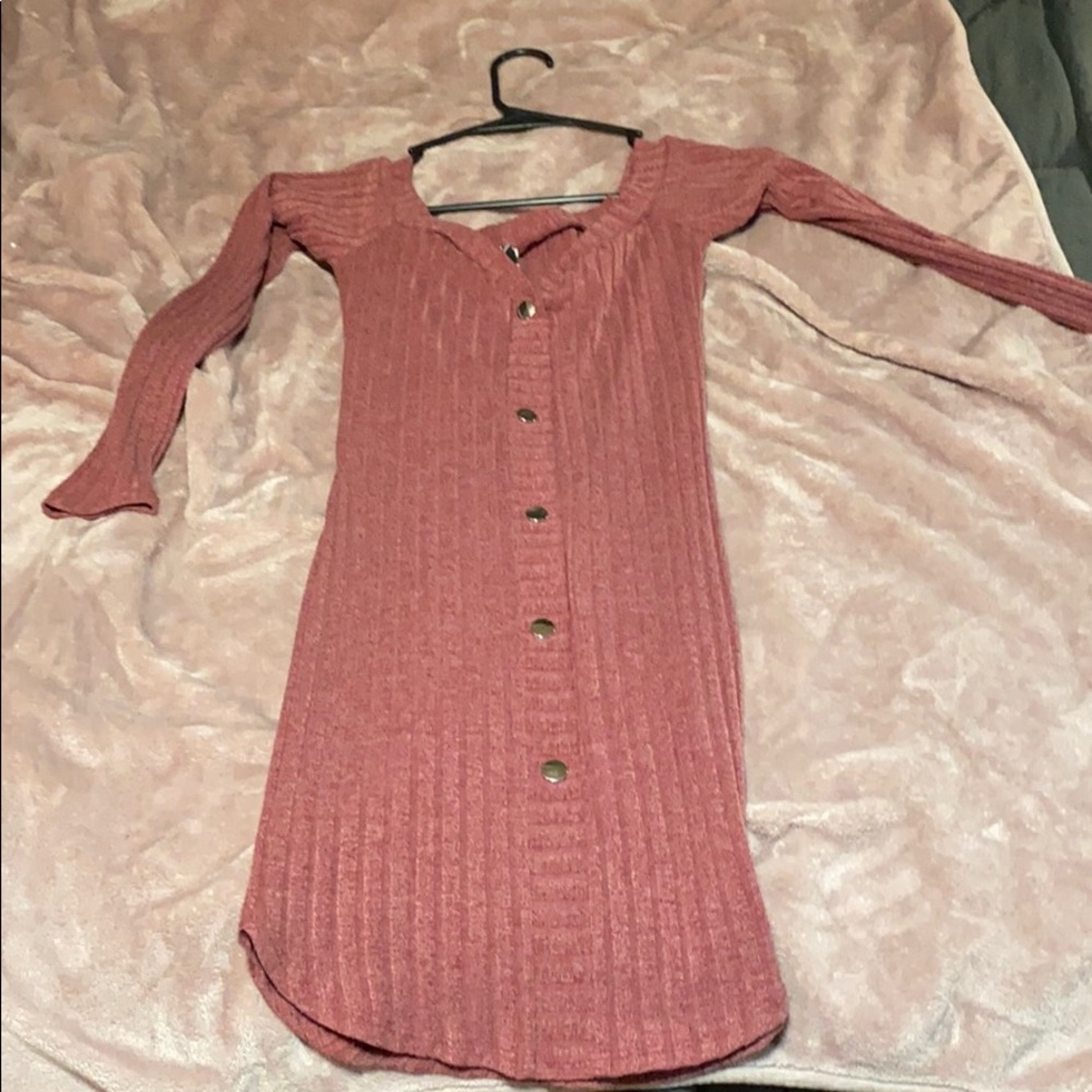 Long sleeve burgundy dress